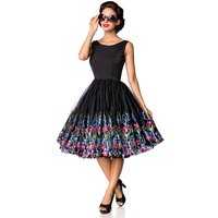 Premium Retro Blumenkleid Schwarz