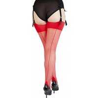 Rote Nylons mit roter Naht