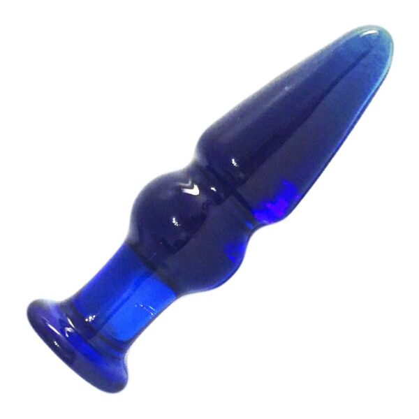 Glas-Analplug Blau 12 cm-