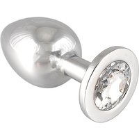 Edelstahl-Buttplug mit klarem Kristall (155g)