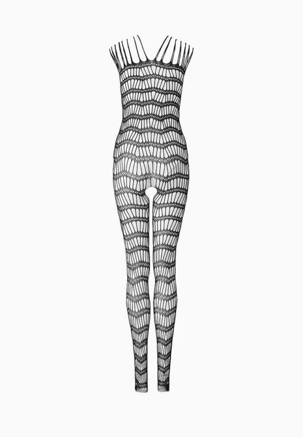 Le Frivole eleganter Bodystocking im Lamellen-Design S-L Schwarz-4680591045060