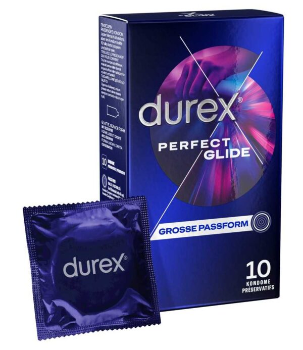 Durex Perfect Glide 10 Extra sichere, dickere Kondome 56 mm-4002448154716