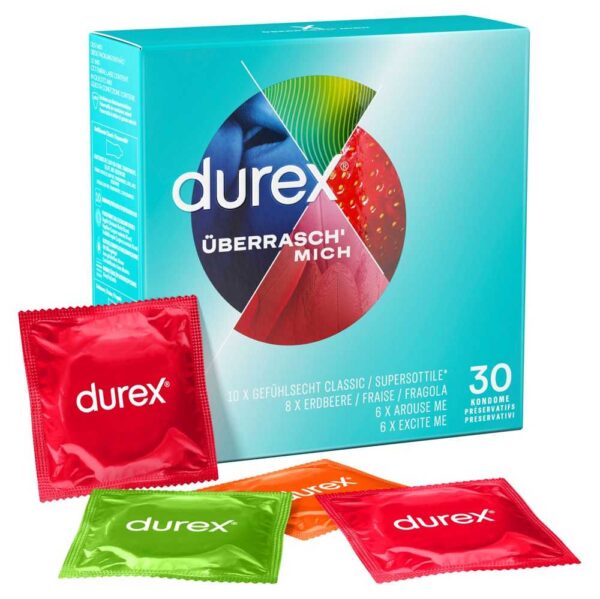 Durex Kondom Überrasch' Mich Mix (4 verschiedene Sorten) 30 Stück-4002448189442