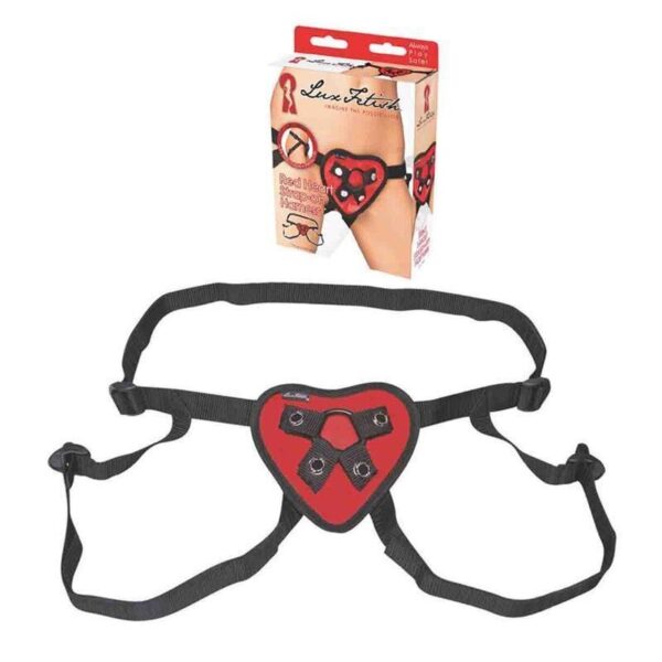 LUX FETISH Red Heart Strap-On Harness