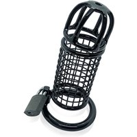 Black Label Stainless Steel Black Chastity Mesh: Edelstahl-Peniskäfig