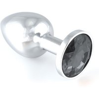 Edelstahl-Buttplug mit schwarzem Kristall (140g)