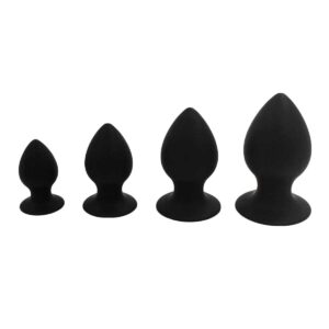 Analplug Set aus Silikon Schwarz S - XL-