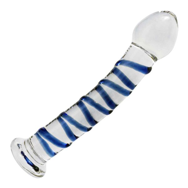 Deluxe Glas Dildo Blue Spiral-