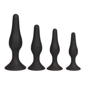 Silikon-Analplug Set Schwarz Saugi S - XL-