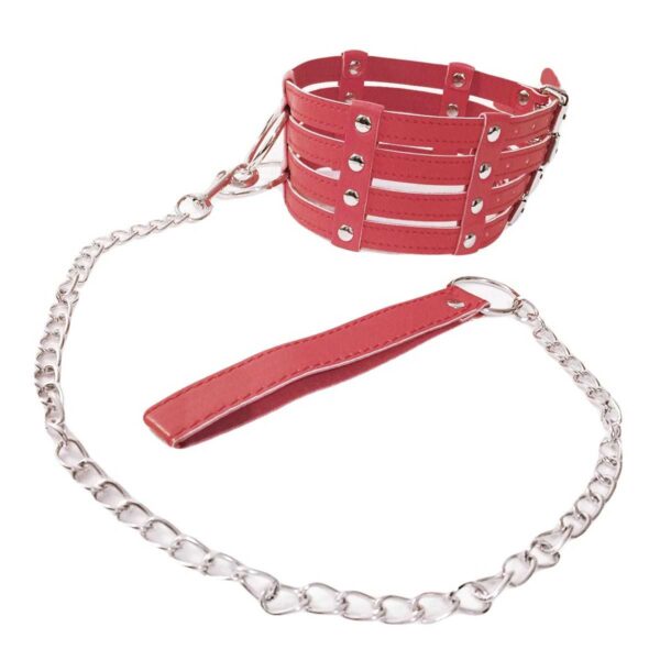 Fetisch-Halsband in roter Leder-Optik-