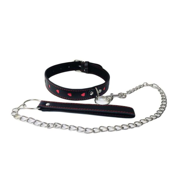 Halsband in Lederoptik mit Herzen-