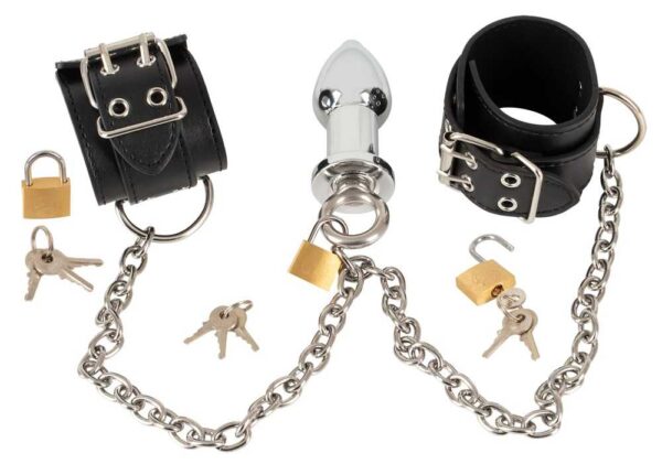 Cuffs & Plug Handfesseln mit Analplug fetish collection Schwarz-4024144113682