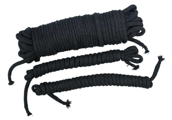 3-teiliges Bondageseil-Set (1x 20m, 2x 3m) Bad Kitty Schwarz-4024144005772