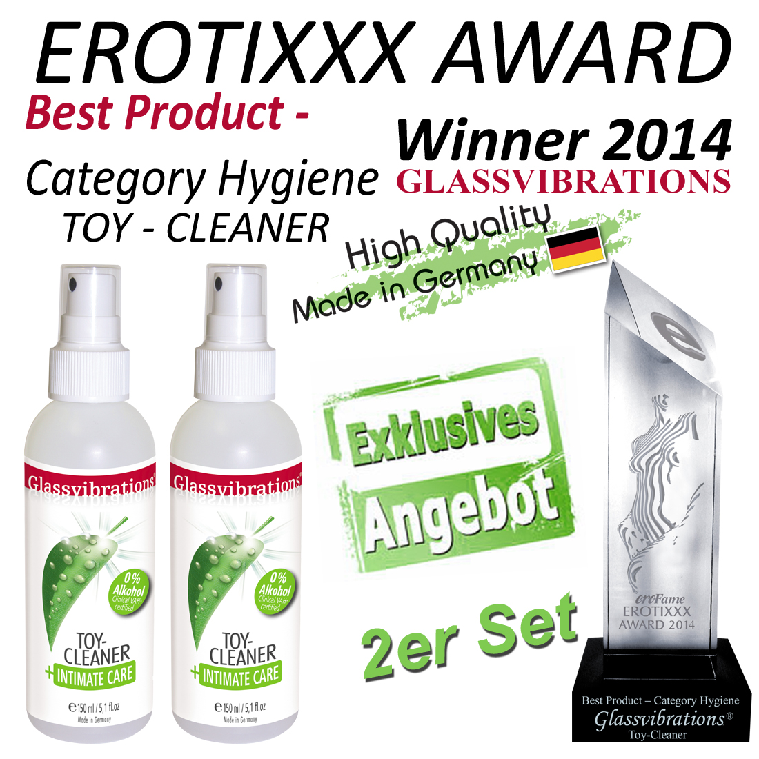 2er Set TOY-CLEANER + Intimate Care Spray 150 ml (0 % Alkohol)-4260404172277 1 Toy Cleaner 2er Award