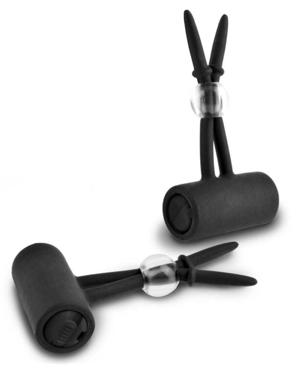 Vibrating Silicone Nipple Lassos vibrierende Nippelklemmen Schwarz-4024144554966