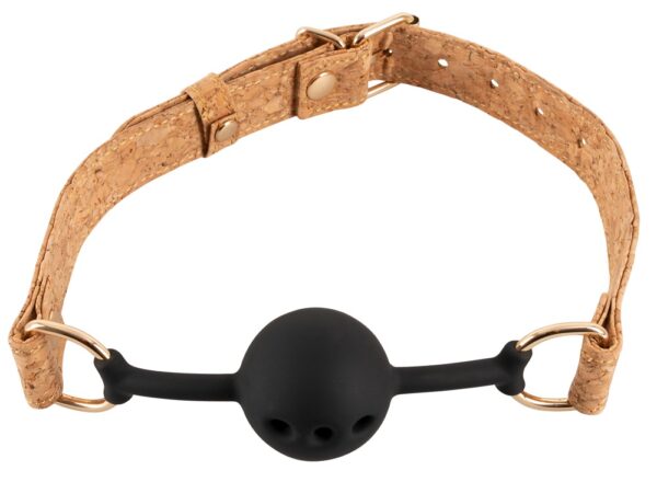 Ball Gag Knebelball mit Korkriemen Vegan Fetish Schwarz-4024144139293