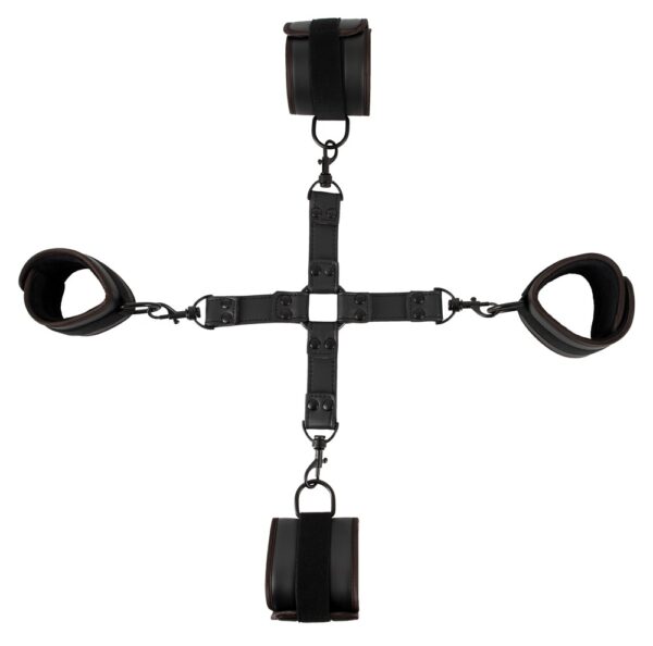 Fessel-Set mit Fesselkreuz in Lederoptik Vegan Fetish Schwarz-4024144113484