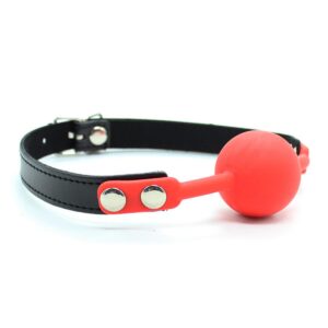 Ballknebel mit Leder-Design-Gurt Rot-