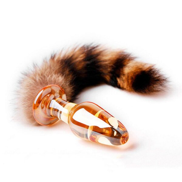 Fox Tail Glass Anal Plug Amber-
