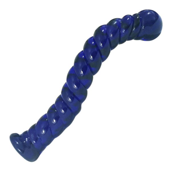 Spiral Glasdildo Deep Blue 20 cm-