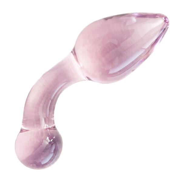 Gebogener Glas Analplug Rosa 12 cm-