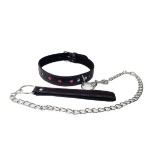 Halsband in Lederoptik mit Herzen-