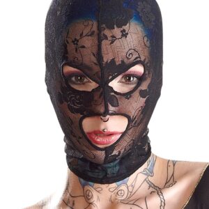 Kopfmaske aus elastischer Spitze Schwarz-4024144008025