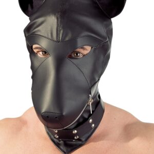 Dog Mask Kopfmaske Leder-Design Schwarz-4024144032730