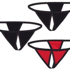 3er Set String ouvert Schwarz Rot-4024144100071