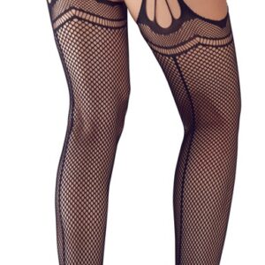 Straps-Strumpfhose aus elastischem Netz Schwarz-4024144022380