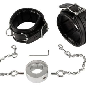 Hand Cuffs & Cock Ring Handfesseln plus Penisring mit Karabinerketten fetish col...-4024144113699