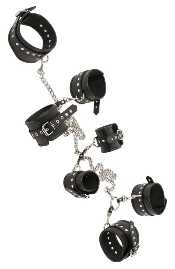 Luxus Fessel-Set für Hals, Oberarme, Hände und Füße Zado Schwarz-4024144409037