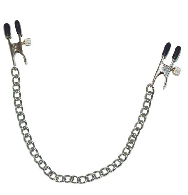Metall-Brustkette mit Nippelklemmen durch Schraubzwingen verstellbar Fetish Coll...-4024144527779