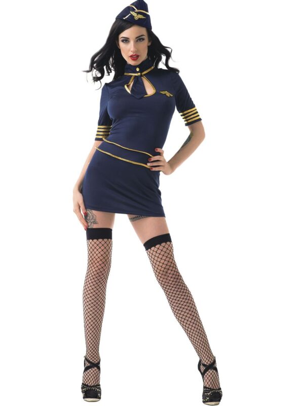 Le Frivole Sexy Stewardess-Kostüm Blau-4680593029198