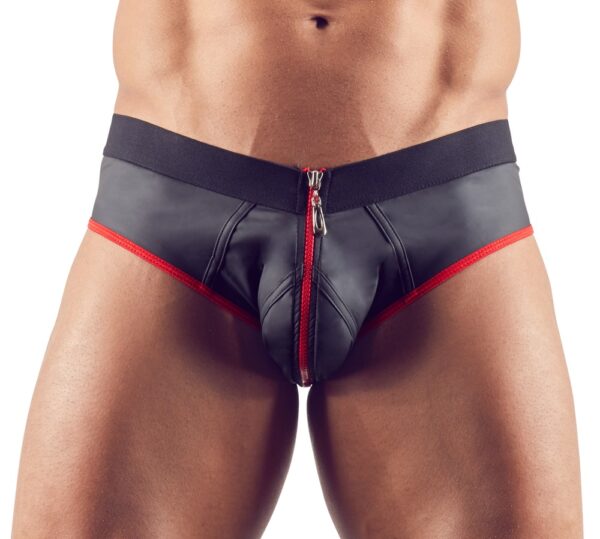 Jock-Slip mit Front-Zip Svenjoyment Schwarz-Rot-4024144324996