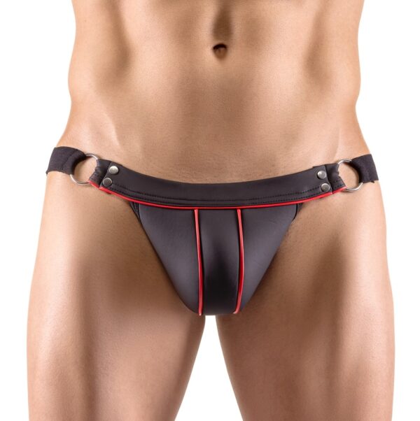 Poreier Jockstring in Neopren-Optik Svenjoyment Schwarz-4024144181797
