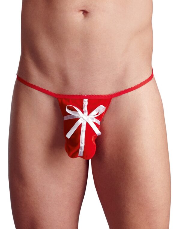 Weihnachts-String aus weichem Pannesamt im Geschenk-Look Svenjoyment Rot-4024144217519