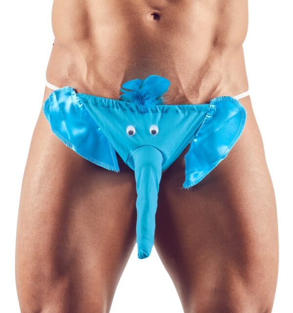 Gag-String im Elefanten-Look mit Beutel in Rüsselform Svenjoyment Blau-4024144031092