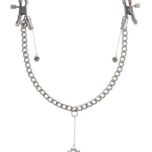 Crystal Nippelklammern mit Schmuckelement und Metallkette Silber-4024144555413
