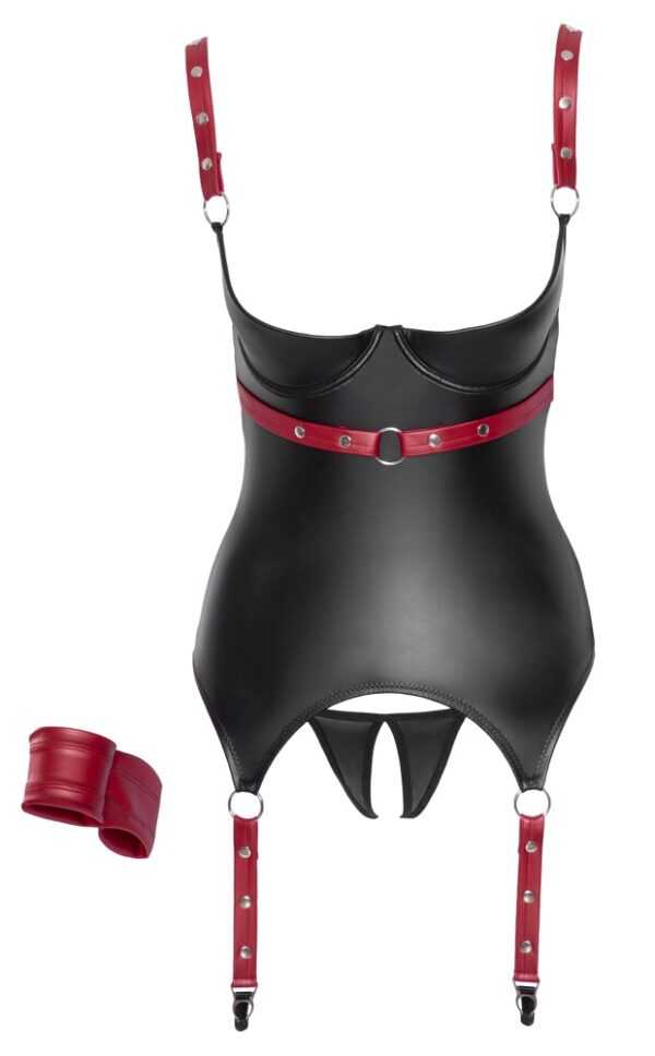 Sexy Ouvert-Set mit Strapshemd und String im edlen Mattlook Cottelli Schwarz-4024144114375