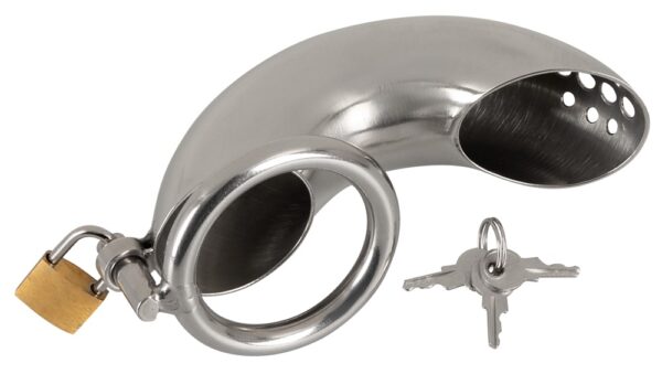 Gebogener Peniskäfig mit Hodenring Fetish Collection Silber-4024144172801