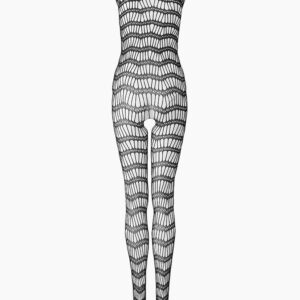 Le Frivole eleganter Bodystocking im Lamellen-Design S-L Schwarz-4680591045060