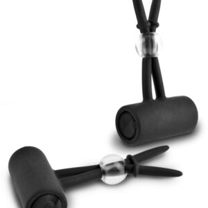 Vibrating Silicone Nipple Lassos vibrierende Nippelklemmen Schwarz-4024144554966
